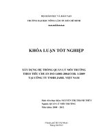 XÂY DỰNG HỆ THỐNG QUẢN LÝ MÔI TRƢỜNG THEO TIÊU CHUẨN ISO 14001:2004COR. 1:2009 TẠI CÔNG TY TNHH JABIL VIỆT NAM