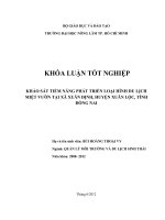 KHẢO SÁT TIỀM NĂNG PHÁT TRIỂN LOẠI HÌNH DU LỊCH MIỆT VƯỜN TẠI XÃ XUÂN ĐỊNH, HUYỆN XUÂN LỘC, TỈNH ĐỒNG NAI