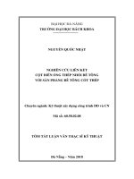 Nghiên cứu liên kết cột biến ống thép nhồi bê tông với sàn phẳng bê tông cốt thép