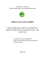 KHẢO SÁT HIỆN TRẠNG VÀ ĐỀ XUẤT GIẢI PHÁP PHÁT TRIỂN DU LỊCH BỀN VỮNG TẠI HUYỆN ĐẢO LÝ SƠN – TỈNH QUẢNG NGÃI