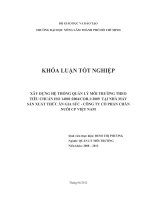XÂY DỰNG HỆ THỐNG QUẢN LÝ MÔI TRƯỜNG THEO TIÊU CHUẨN ISO 14001:2004COR.1:2009 TẠI NHÀ MÁY SẢN XUẤT THỨC ĂN GIA SÚC  CÔNG TY CỔ PHẦN CHĂN NUÔI CP VIỆT NAM