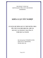 XÂY DỰNG HỆ THỐNG QUẢN LÝ MÔI TRƯỜNG THEO TIÊU CHUẨN ISO 14001:2004COR. 1:2009 TẠI NHÀ MÁY VẠN THÀNH CỦ CHI_CÔNG TY TNHH NỆM VẠN THÀNH