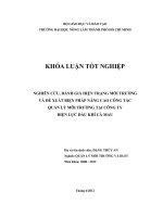 NGHIÊN CỨU, ĐÁNH GIÁ HIỆN TRẠNG MÔI TRƯỜNG VÀ ĐỀ XUẤT BIỆN PHÁP NÂNG CAO CÔNG TÁC QUẢN LÝ MÔI TRƯỜNG TẠI CÔNG TY ĐIỆN LỰC DẦU KHÍ CÀ MAU