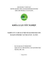 NGHIÊN CỨU VÀ ĐỀ XUẤT MỘT SỐ GIẢI PHÁP BẢO TỒN ĐA DẠNG SINH HỌC TẠI VQG LÒ GÒ – XA MÁT