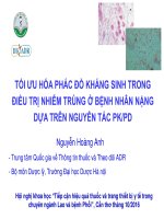 TỐI ƯU HÓA PHÁC ĐỒ KHÁNG SINH TRONG ĐIỀU TRỊ NHIỄM TRÙNG Ở BỆNH NHÂN NẶNG DỰA TRÊN NGUYÊN TẮC PK/PD