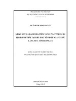 KHẢO SÁT VÀ ĐÁNH GIÁ TIỀM NĂNG PHÁT TRIỂN DU LỊCH SINH THÁI TẠI KHU BẢO TỒN ĐẤT NGẬP NƯỚC LÁNG SEN TỈNH LONG AN