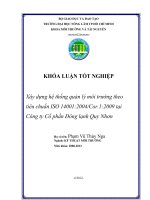 Xây dựng hệ thống quản lý môi trường theo tiêu chuẩn ISO 14001:2004Cor.1:2009 tại Công ty Cổ phần Đông lạnh Quy Nhơn