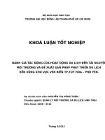 ĐÁNH GIÁ TÁC ĐỘNG CỦA HOẠT ĐỘNG DU LỊCH ĐẾN TÀI NGUYÊN, MÔI TRƯỜNG VÀ ĐỀ XUẤT GIẢI PHÁP PHÁT TRIỂN DU LỊCH BỀN VỮNG KHU VỰC VEN BIỂN TP.TUY HÒA – PHÚ YÊN.