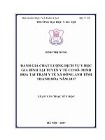 Đánh giá chất lượng dịch vụ y học gia đình tại tuyến y tế cơ sở   minh họa tại trạm y tế xã đông anh tỉnh thanh hóa, năm 2017 