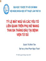 TỶ LỆ MẤT NGỦ VÀ CÁC YẾU TỐ LIÊN QUAN TRÊN PHỤ NỮ MANG THAI BA THÁNG ĐẦU TẠI BỆNH VIỆN TỪ DŨ