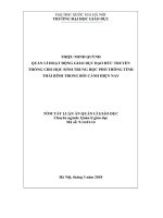 QUẢN lí HOẠT ĐỘNG GIÁO dục đạo đức TRUYỀN THỐNG CHO học SINH TRUNG học PHỔ THÔNG TỈNH THÁI BÌNH TRONG bối CẢNH HIỆN NAY 