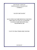 Quản lý đào tạo nghề khách sạn, nhà hàng theo tiếp cận năng lực tại trường cao đẳng nghề trần hưng đạo, thành phố hà nội
