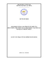 Giải pháp nâng cao tính tuân thủ của đối tượng nộp thuế xuất nhập khẩu tại Chi cục Hải quan Thống Nhất: luận văn thạc sĩ