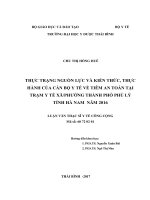 Thực trạng nguồn lực và kiến thức, thực hành của cán bộ y tế về tiêm an toàn tại trạm y tế xã phường thành phố phủ lý tỉnh hà nam năm 2016 