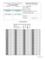 ĐỀ THI TIẾNG ANH 3 CÓ ĐÁP ÁN