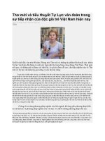 Thơ mới và tiểu thuyết tự lực văn đoàn trong sự tiếp nhận của độc giả trẻ việt nam hiện nay 