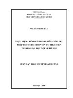 Thực hiện chính sách phổ biến, giáo dục pháp luật cho sinh viên từ thực tiễn trường đại học nội vụ hà nội