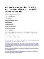 ĐẶC điểm NGHỆ THUẬT của NHỮNG bài THƠ TÌNH BẰNG hữu TIÊU BIỂU TRONG ĐƯỜNG 