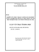 Nghiên cứu thực trạng và đề xuất giải pháp nâng cao hiệu quả quản lý chất thải y tế tại một số bệnh viện cấp tỉnh ở tỉnh Quảng Trị