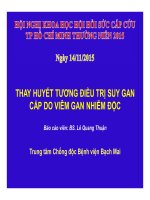 THAY HUYẾT TƯƠNG ĐIỀU TRỊ SUY GAN CẤP DO VIÊM GAN NHIỄM ĐỘC - BS Lê Quang Thuận