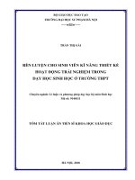 Rèn luyện cho sinh viên kĩ năng thiết kế hoạt động trải nghiệm trong dạy học sinh học ở trường THPT (tt) 