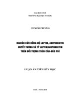 Nghiên cứu nồng độ leptin, adiponectin huyết tương và tỷ leptin-adiponectin trên đối tượng thừa cân-béo phì (FULL TEXT)