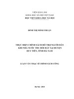 Thực hiện chính sách hỗ trợ người dân khi Nhà nước thu hồi đất tại huyện Duy Tiên, tỉnh Hà Nam (Luận văn thạc sĩ)