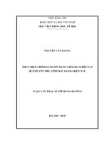Thực hiện chính sách tín dụng cho hộ nghèo tại huyện Yên Thế, tỉnh Bắc Giang hiện nay (Luận văn thạc sĩ)