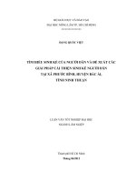 TÌM HIỂU SINH KẾ CỦA NGƯỜI DÂN VÀ ĐỀ XUẤT CÁC GIẢI PHÁP CẢI THIỆN SINH KẾ NGƯỜI DÂN TẠI XÃ PHƯỚC BÌNH, HUYỆN BÁC ÁI, TỈNH NINH THUẬN