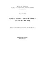 NGHIÊN CỨU VỀ TÍNH HÚT NƯỚC VÀ ĐỘ DÃN NỞ CỦA GỖ CAO SU BIẾN TÍNH NHIỆT