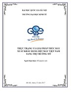 Đề tài nghiên cứu: Thực trạng và giải pháp thúc đẩy xuất khẩu hàng dệt may VN sang thị trường Mỹ