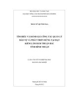 TÌM HIỂU VÀ ĐÁNH GIÁ CÔNG TÁC QUẢN LÝ BẢO VỆ VÀ PHÁT TRIỂN RỪNG TẠI HẠT KIỂM LÂM HÀM THUẬN BẮC TỈNH BÌNH THUẬN