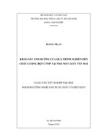 KHẢO SÁT ẢNH HƯỞNG CỦA QUÁ TRÌNH NGHIỀN ĐẾN CHẤT LƯỢNG BỘT CTMP TẠI NHÀ MÁY GIẤY TÂN MAI