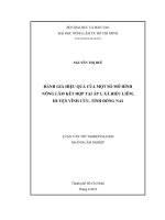 ĐÁNH GIÁ HIỆU QUẢ CỦA MỘT SỐ MÔ HÌNH NÔNG LÂM KẾT HỢP TẠI ẤP 3, XÃ HIẾU LIÊM, HUYỆN VĨNH CỬU, TỈNH ĐỒNG NAI