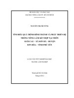 TÌM HIỂU QUÁ TRÌNH HÌNH THÀNH VÀ PHÁT TRIỂN HỆ THỐNG NÔNG LÂM KẾT HỢP TẠI THÔN SUỐI CAU – XÃ SƠN HÀ – HUYỆN SƠN HÒA – TỈNH PHÚ YÊN