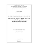 TÌM HIỂU NHỮNG KHÓ KHĂN VÀ CÁC YẾU TỐ CHI PHỐI VIỆC CHIA SẺ LỢI ÍCH TỪ VIỆC NHẬN RỪNG CỦA NGƯỜI DÂN TẠI XÃ VĨNH THỊNH HUYỆN HÒA BÌNH TỈNH BẠC LIÊU