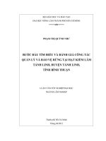 BƯỚC ĐẦU TÌM HIỂU VÀ ĐÁNH GIÁ CÔNG TÁC QUẢN LÝ VÀ BẢO VỆ RỪNG TẠI HẠT KIỂM LÂM TÁNH LINH, HUYỆN TÁNH LINH, TỈNH BÌNH THUẬN