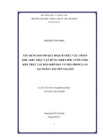 XÂY DỰNG BẢN ĐỒ QUY HOẠCH THỰC VẬT 3 PHÂN KHU: KHU THỰC VẬT RỪNG NHIỆT ĐỚI, VƯỜN ƯƠM, KHU THỰC VẬT BÁN KHÔ HẠN VÀ NHÀ PHONG LAN TẠI THẢO CẦM VIÊN SÀI GÒN
