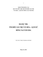 BÀI DỰ THI: TÌM HIỂU GIÁ TRỊ VĂN HÓA – LỊCH SỬ ĐỒNG NAI NĂM 2016