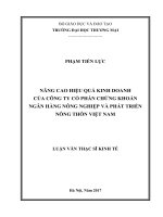 NÂNG CAO HIỆU QUẢ KINH DOANH CỦA CÔNG TY CỔ PHẦN CHỨNG KHOÁN NGÂN HÀNG NÔNG NGHIỆP VÀ PHÁT TRIỂN NÔNG THÔN VIỆT NAM