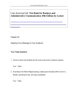 Test bank for business and administrative communication 10th edition by locker 