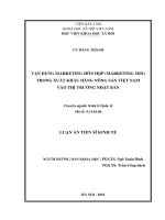 Vận dụng marketing hỗn hợp (marketing mix) trong xuất khẩu hàng nông sản việt nam vào thị trường nhật bản