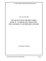 BÁO CÁO TỔNG HỢP QUY HOẠCH TỔNG THỂ PHÁT TRIỂN KINH TẾ - XÃ HỘI HUYỆN VĨNH TƯỜNG ĐẾN NĂM 2020 VÀ TẦM NHÌN ĐẾN NĂM 2030