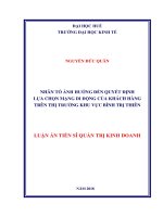 Nhân tố ảnh hưởng đến quyết định lựa chọn mạng di động của khách hàng trên thị trường khu vực Bình Trị Thiên