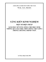 Một số biện pháp giáo dục kĩ năng sống cho học sinh thông qua dạy học môn tiếng việt lớp 4 trong chương trình VNEN
