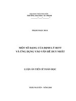 MỘT số DẠNG của ĐỊNH lý RITT và ỨNG DỤNG vào vấn đề DUY NHẤT