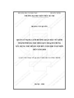 Quản lý mạng lưới đường quận bắc từ liêm thành phố hà nội theo quy hoạch chung xây dựng thủ đô hà nội đến năm 2030 tầm nhìn đến năm 2050 (tt) 