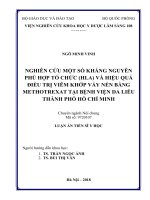 LATS Y HỌC -Nghiên cứu một số kháng nguyên phù hợp tổ chức (HLA) và hiệu quả điều trị viêm khớp vảy nến bằng methotrexate tại bệnh viện Da liễu Thành phố Hồ Chí Minh (FULL TEXT)
