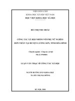 Công tác xã hội nhóm với phụ nữ nghèo đơn thân tại huyện lương sơn, tỉnh hòa bình ( Luận văn thạc sĩ)
