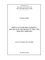 Pháp luật về hỗ trợ, tái định cư khi Nhà nước thu hồi đất từ thực tiễn tỉnh Thừa Thiên Huế